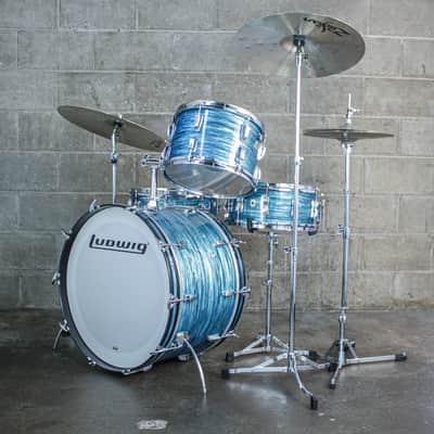 Ludwig 1977–78 Ludwig 4-Piece Drum Kit – Turquoise Oyster Rewrap – 6-Ply Maple – Netflix “Ginny & Georgia” image 2