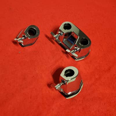 3PC Bass Drum, Tom Drums Mounts Complete W/Hardware - Ultra Clean A+ 1990's. - Chrome & S.S. image 3