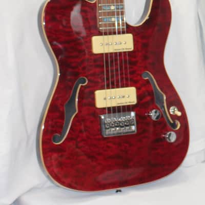 IYV ITF 400 Tele P90 Thinline Burl Top Dark Red in Hard Case image 3