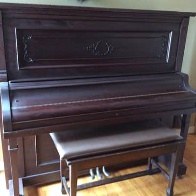 Shaw Upright Piano 1900 Antique Walnut ivory keys beautiful image 1