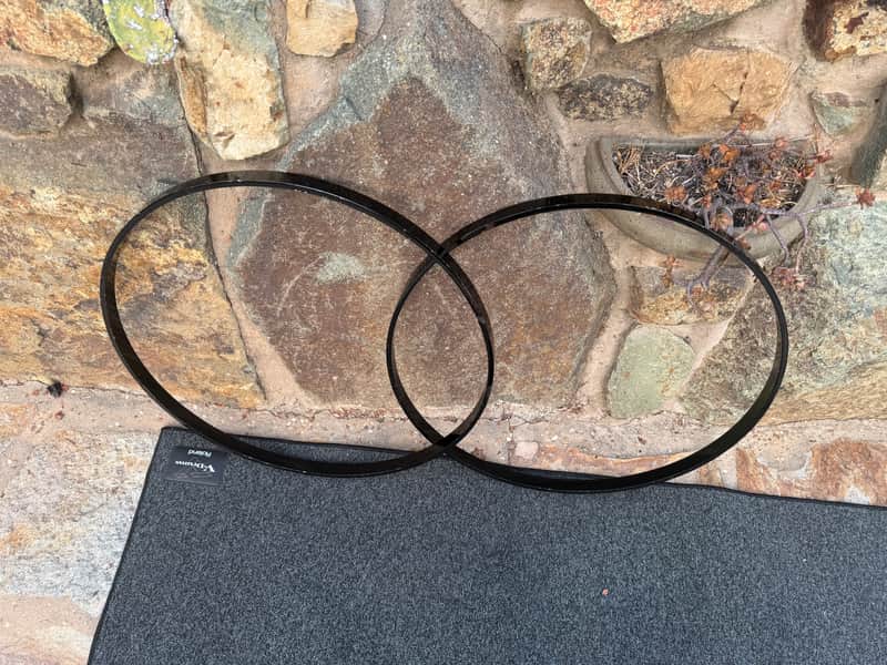 TWO Vintage 26" Bass Drum hoops Piano Black PAIR - 1 1/8 inches image 1
