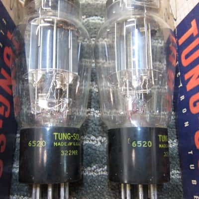 Pair NOS Tungsol 6520 Triode Power Tubes, 1960s, Matching Batch Numbers, Military Spec, Matching Balanced New Test Results,Superb, USA 1960s image 3