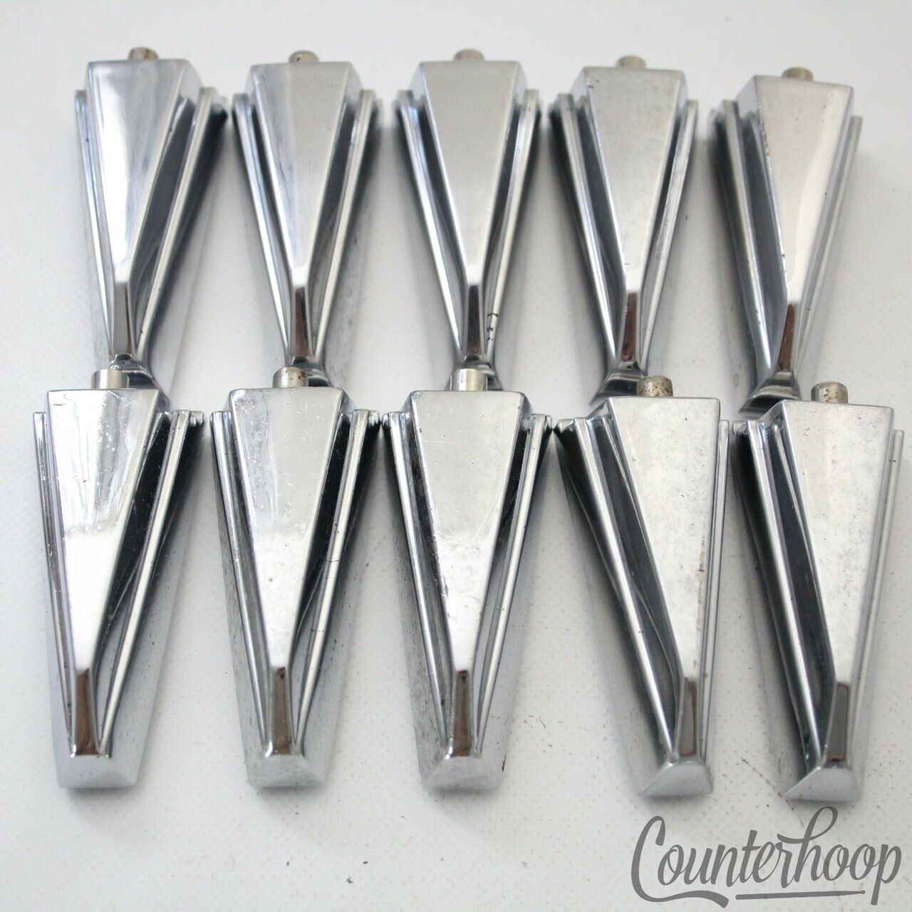 Tama 10x Granstar/Crestar "Shark Tooth" Bass Drum Lugs Chrome Japan Vintage 90s — main photograph