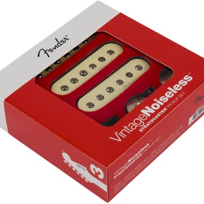 Fender Vintage Noiseless Stratocaster Electric Guitar Pickup Set, Aged White image 2