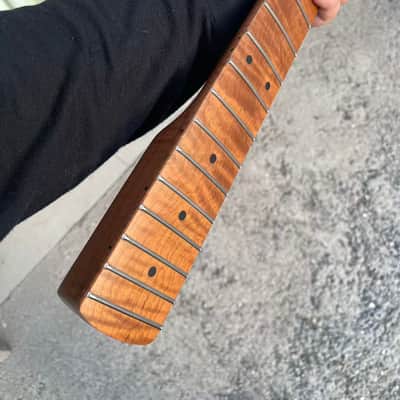 4-string electric bass neck jazz bass stainless steel 20 frets Roasted flame Maple guitar neck 34inch hole 18mm maple fingerboard image 6