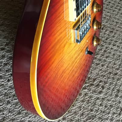 1991 Hamer USA Sunburst flat top with Sustain Block , Cherry Sunburst w/ OHSC image 2