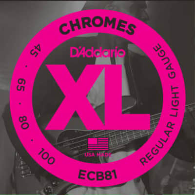 D'Addario ECB81 Chromes Flat Wound Light Gauge Bass Guitar Strings image 1