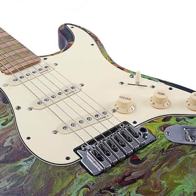 Prewired Loaded Pickguard, Pickguard Guitar 3-Ply SSS Prewired Loaded Pickguard with Alnico V Pickups Kit Humbucker Pickups for Stratocaster/Strat Electric Guitars Replacement Parts (101A) image 4