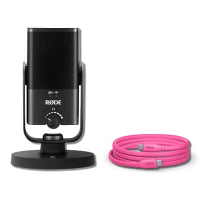 Rode NT-USB Mini USB Microphone for Podcasting, Streaming, Gaming and Vocal Recording with Rode SC17-Pink USB-C to USB-C Cable (5') image 1