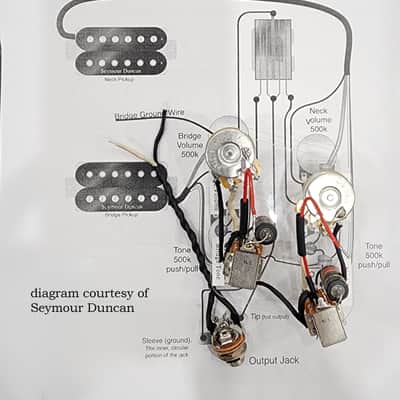 Carparelli Les Paul Wiring Harness — CTS 500K Long Shaft Volumes, Push/Pull Tone Coil-Splits, Emerson 0.022µF Caps image 2
