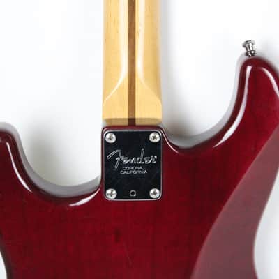 1998 Vintage Fender American Deluxe Stratocaster Crimson Transparent Red with Maple Fretboard Noiseless Pickups Strat USA 1990s image 11