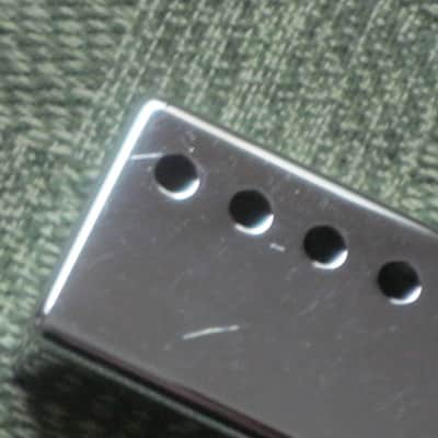 used (light medium relic'd) genuine Gibson PRPC-015 Chrome Bridge Humbucker Cover - BRIDGE pole spacing: 52mm -- 2 and 1/16 inch image 12