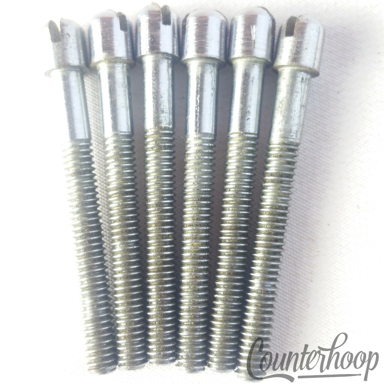 Ajax 6x 2" Slotted Tension T-Rods Tensioner Snare/Tom Drum Vintage Chrome 60s UK — main photograph