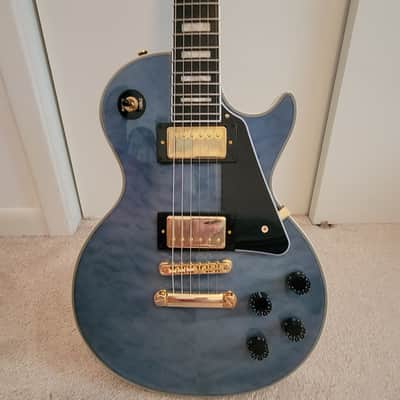 Epiphone Les Paul Custom Center-Exclusive Electric Guitar - Quilt Top Ocean Blue image 4