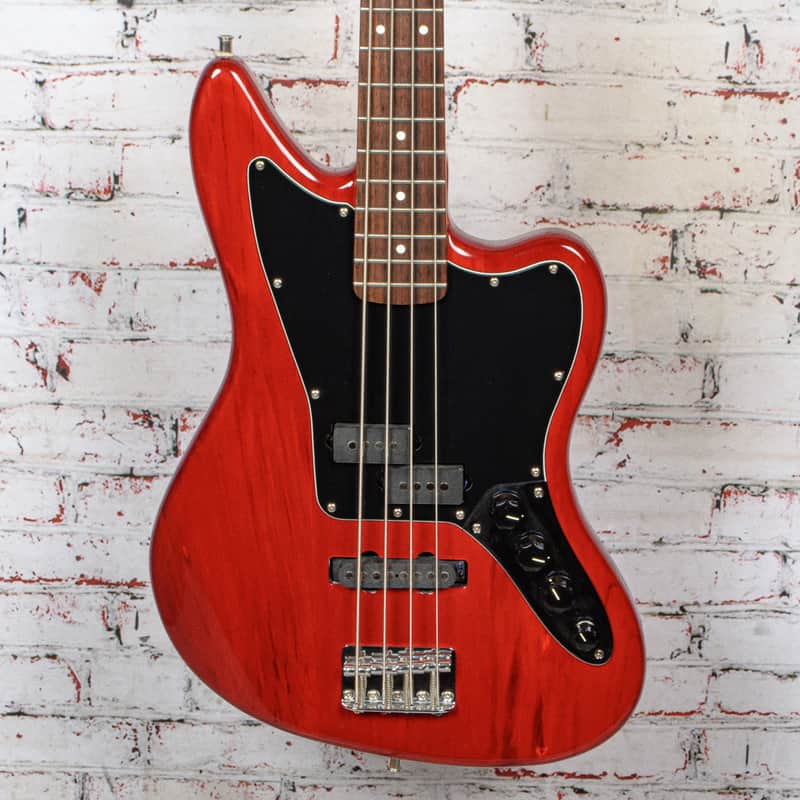 Squier - 2011 Vintage Modified Jaguar Bass Special Electric Bass Crimson Red Transparent - USED image 1