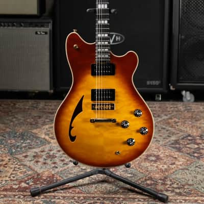 EVH SA-126 Special QM Semi-Hollow Electric Guitar - Tobacco Sunburst with Hardshell Case - Used image 4