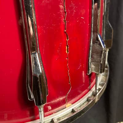 Pearl - 10x14" Maple 12-lug Marching Snare Drum 1980's - Red Wrap image 13