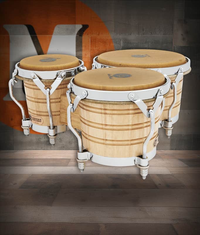 Latin Percussion LP Generation 3 Traditional 5-1/2", 7-1/4", and 9" Bongos - Oak Natural with Chrome Hardware (LP202-AW) image 1