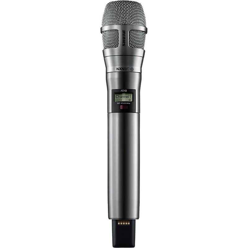 Shure ADX2/8CN Digital Handheld Wireless Microphone Transmitter with Nexadyne 8/C Cardioid Capsule (G57: 470 to 608 + 614 to 616 MHz) Regular Band G57 Nickel image 1