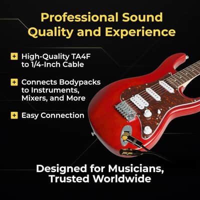 4-Pin Ta4F To Right-Angle 1/4-Inch Connector Cable Compatible With Line-6 Relay G50 G55 G90 Digital Wireless Guitar System Tbp12 Transmitter 98-033-0003, Gold Plated, 98-033-0003-1-Gl image 5