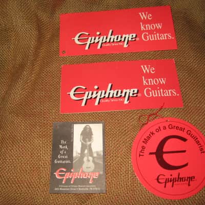 Epiphone Dealer Display Set of 4 Promo Tags and Sign 1990's image 1