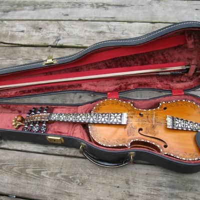 Hardanger Fiddle violin, Hardingfele + Albert Nurnberger Bow  1918 amber image 23