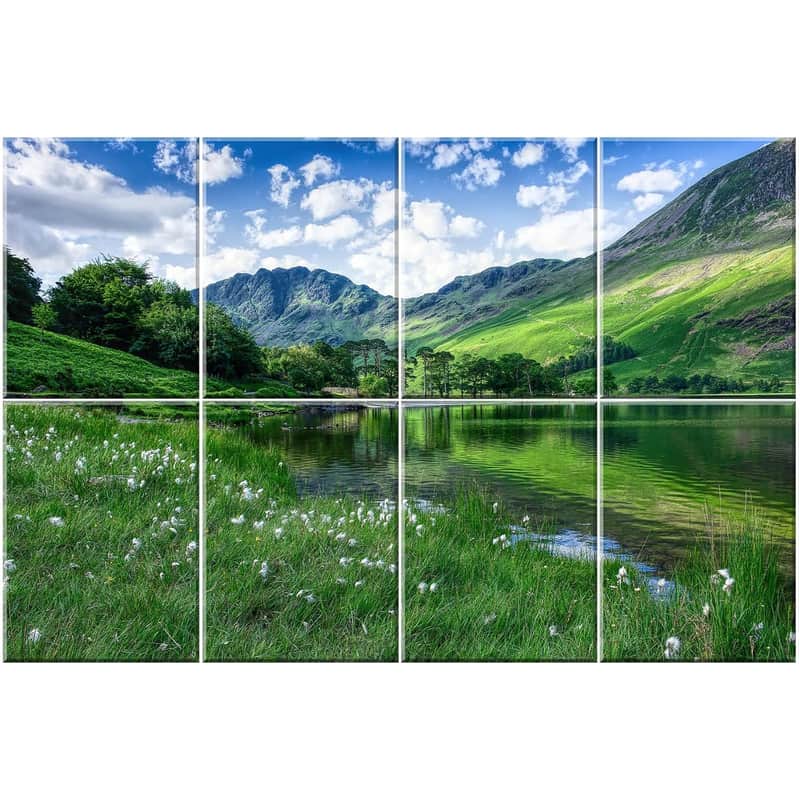 Decorative Acoustic Panels 8 Pack, 48"X32" Large Sound Absorbing Wall Art Panels, Self-Adhesive Sound Proof Foam Panels For Bedroom, Home Theater, Studio, Office - Green Landscape image 1