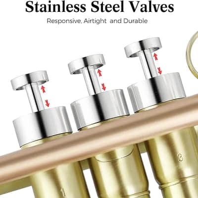 Trumpet Standard Bb Trumpet Set Professional Trumpets Brass Trumpets for Beginners with Deluxe Hand Case,Gloves,7C Mouthpiece and Clean Kit image 3