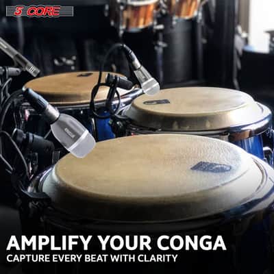 5Core Conga Mic Snare Tom Microphone Drum Kit Condenser XLR Instrument Mics GREY image 10