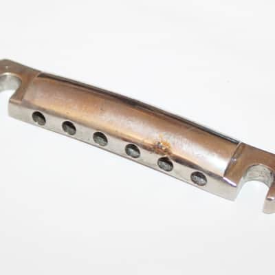 Vintage 1975 Gibson Tailpiece Nickel 1974 1976 Les Paul ES SG 1970's Stop Tail image 3