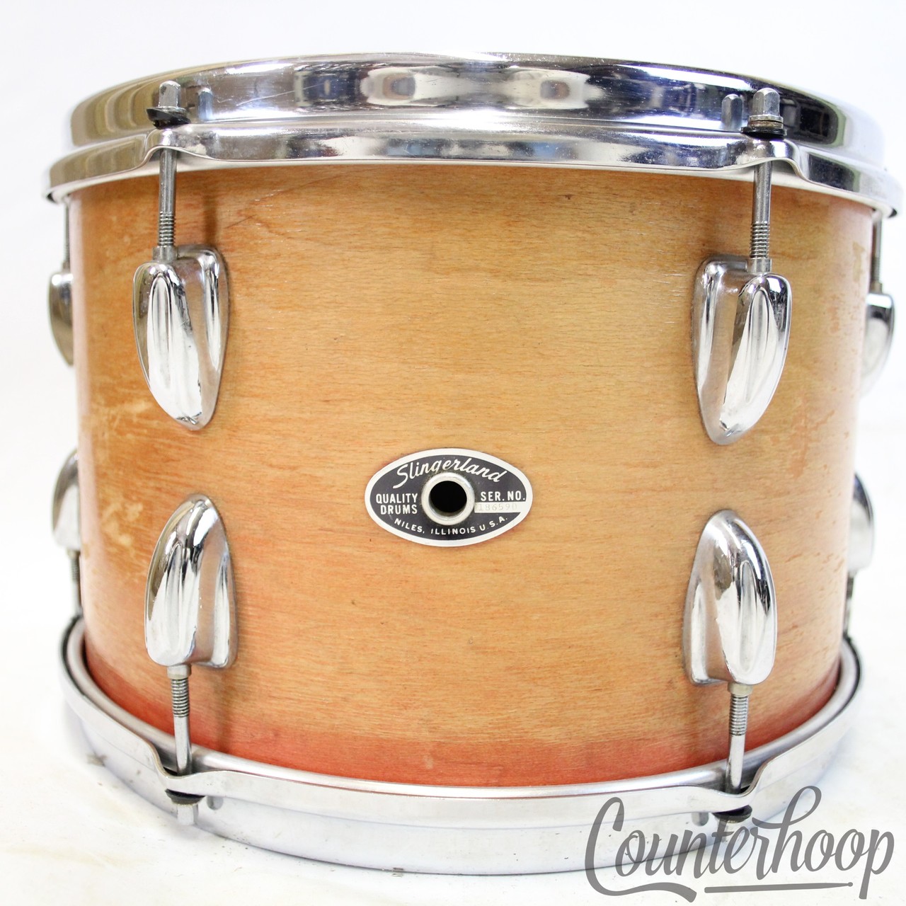Slingerland 12x8" Tom Drum 70s Natural Maple Niles Sound King 3-Ply Set-O-Matic — main photograph
