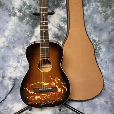 Vintage 1950 Melody Ranch Gene Autry Cowboy Stenciled Parlor Guitar Pro Setup Original Rear Load Soft Shell Case image 1