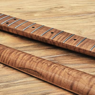 Left Handed Stratocaster Compatible Roasted Flame Maple Guitar Neck Satin image 4