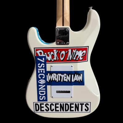 Fender Squier Stratocaster Tom DeLonge Sticker Strat Electric Guitar - Olympic White image 5