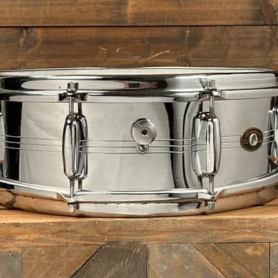 1960s Slingerland No. 130 Gene Krupa Sound King 5x14 8-Lug Chrome Over Brass Snare Drum w/ Zoomatic Strainer image 9