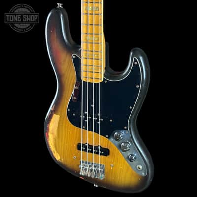 Vintage 1975 Fender Jazz Bass 3-Color Sunburst w/non original case TSU25058 image 9