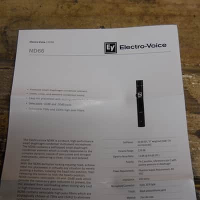 Electro-Voice ND66 Small-Diaphraghm Cardioid Condenser Microphone - Black image 3