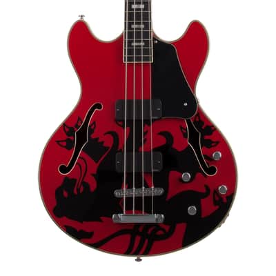 Schecter Simon Gallup Signature Corsair Bass - Red w/Black Lion Graphic Open Box image 1