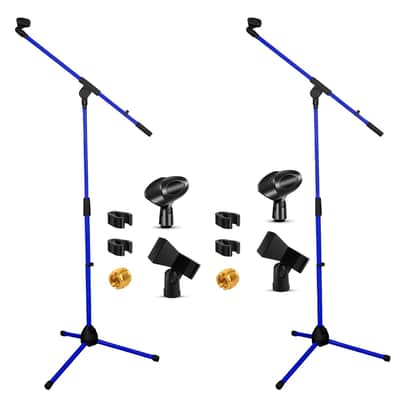 5 Core Mic Stand Floor Pair Adjustable 72" Tripod Microphone Stands w Telescoping Boom Arm image 1