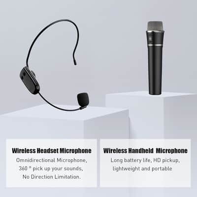 Wireless Voice Amplifier Handheld and Headset Microphones for Teachers, Voice Amplifier Microphone, Portable Megaphone Buletooth Speaker for Classroom, Meeting, Group outings, Party, Karaoke image 3