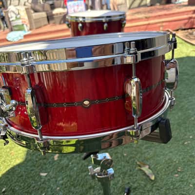 Tama Star Maple - Red Raspberry Curly Maple Bop Kit w/Matching Snare image 10