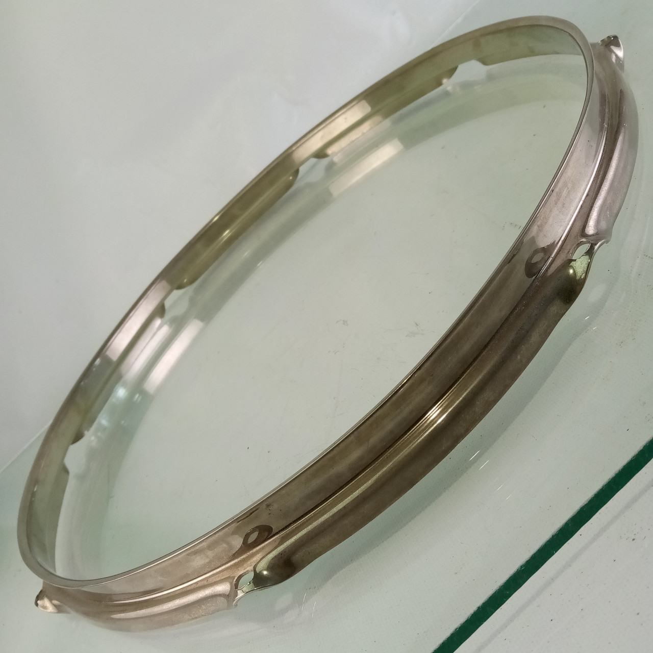 Ludwig 15"NOB BRASS Triple-Flange Snare/Tom Drum Batter Rim/Hoop 8Lug Nickel WFL — main photograph
