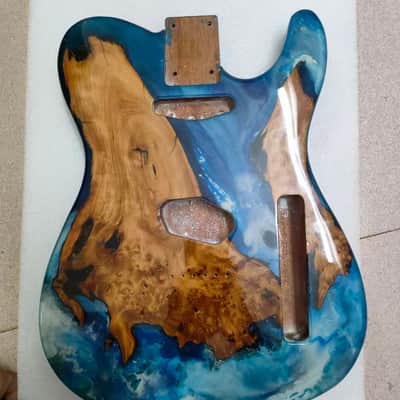 Custom Blue Mahogany Wood Guitar Telecaster Tele Style Body with Resin Top
