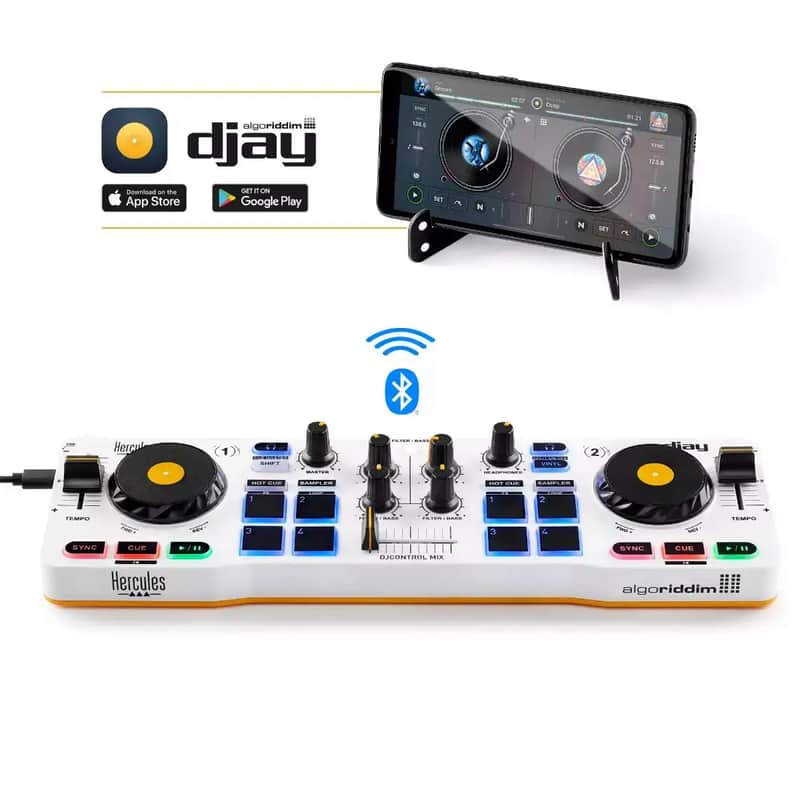 Hercules Hercules DjControl Mix wireless 2-deck DJ controller for use with smartphones