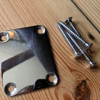 Sunn Mustang Precision Bass Guitar Neck Plate & Screws India 1980s image 1
