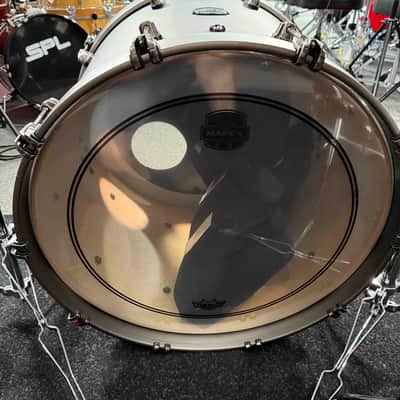 ~WOW!~ Mapex Saturn Evolution Maple/Walnut Hybrid 6-Piece 8/10/12/14/16/22 Drum Kit Set in Gun Metal Grey Lacquer with Black Nickel Hardware image 15