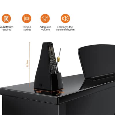 Mechanical Metronome for Guitar, Piano & Violin, 40-208 BPM with 4 Beat Modes (2/4, 3/4, 4/4, 6/8), Classic Wind-Up Design, Loud Clear Tempo for Beginners, Musical Instrument Accessories, Black image 2