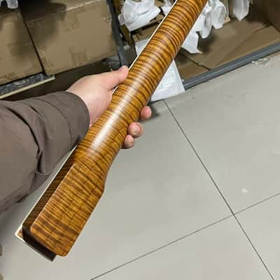 white binding Round end stainless steel 22 frets 5a roasted flame Maple guitar neck 25.5inch hole 10mm Rosewood fingerboard