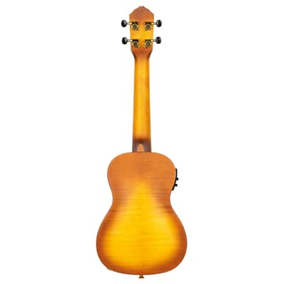 Ortega Custom Built Series Flamed Maple Arched Top Okoume Neck 4-String Concert Electric Ukulele w/Gig Bag image 4