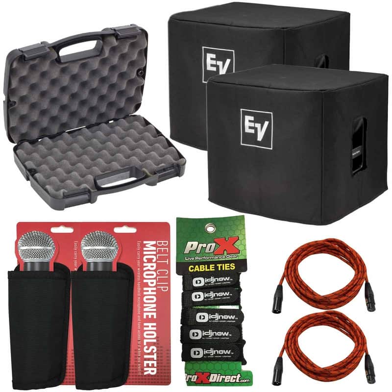 Electro Voice EKX-15S-CVR Padded Speaker Covers Pair + Storage Case + Cables image 1